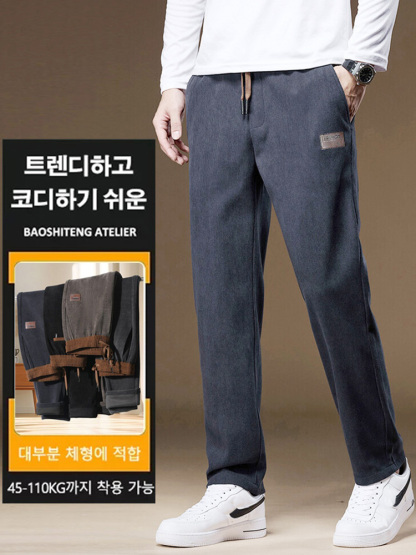 가을 겨울 남성용 스판 캐주얼 방한 스트레이트 팬츠