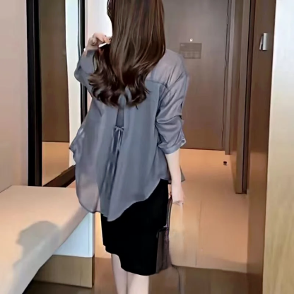 디자이너 여름 자외선 차단 심풀 블라우스
