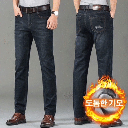 도톰 기모 남성 데님 바지