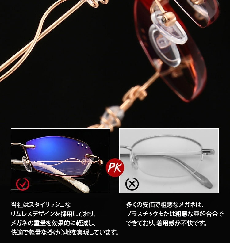 100°~700°自動調節、遠くても近くてもこれ1つでOK】リムレス 100°~700°自動調節、遠くても近くてもこれ1つでOK】リムレス
