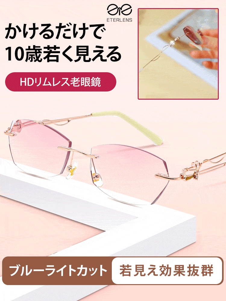100°~700°自動調節、遠くても近くてもこれ1つでOK】リムレス 100°~700°自動調節、遠くても近くてもこれ1つでOK】リムレス