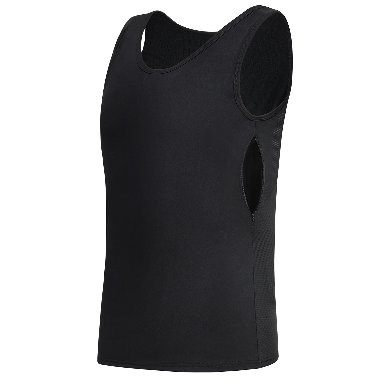 [Wonababi] ナベシャツ ロング丈 両側隠しファスナー付き 通気メッシュ素材  ストレッチ感