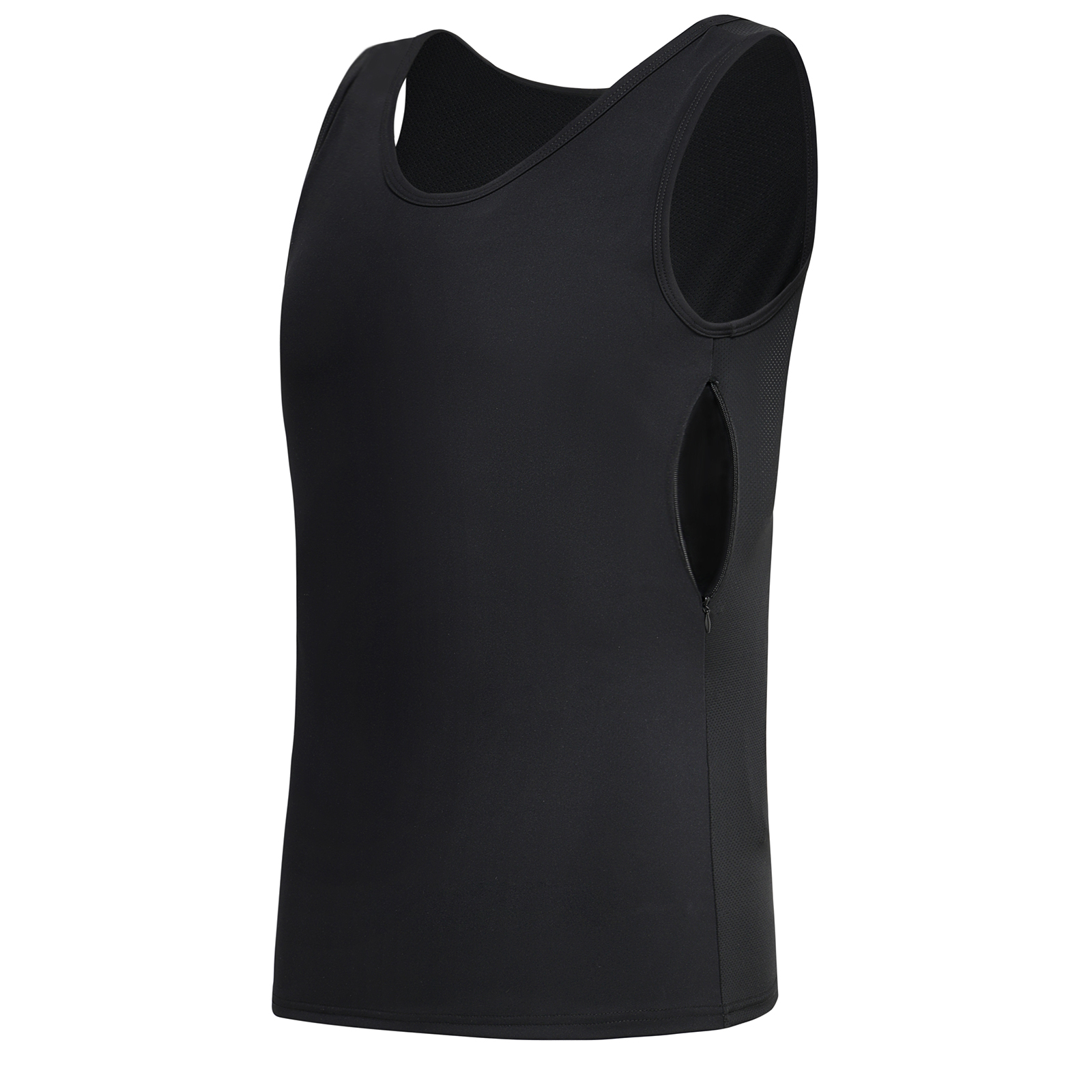 [Wonababi] ナベシャツ ロング丈 両側隠しファスナー付き 通気メッシュ素材  ストレッチ感