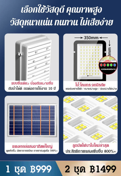 ไฟถนนพลังงานแสงอาทิตย์ กันน้ำ  ความสว่างสูง