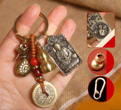จี้ถุงนำโชคเหรียญห้าจักรพรรดิทองเหลือง