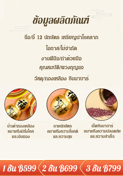 จี้ 12 นักษัตร เหรียญนำโชคลาภ