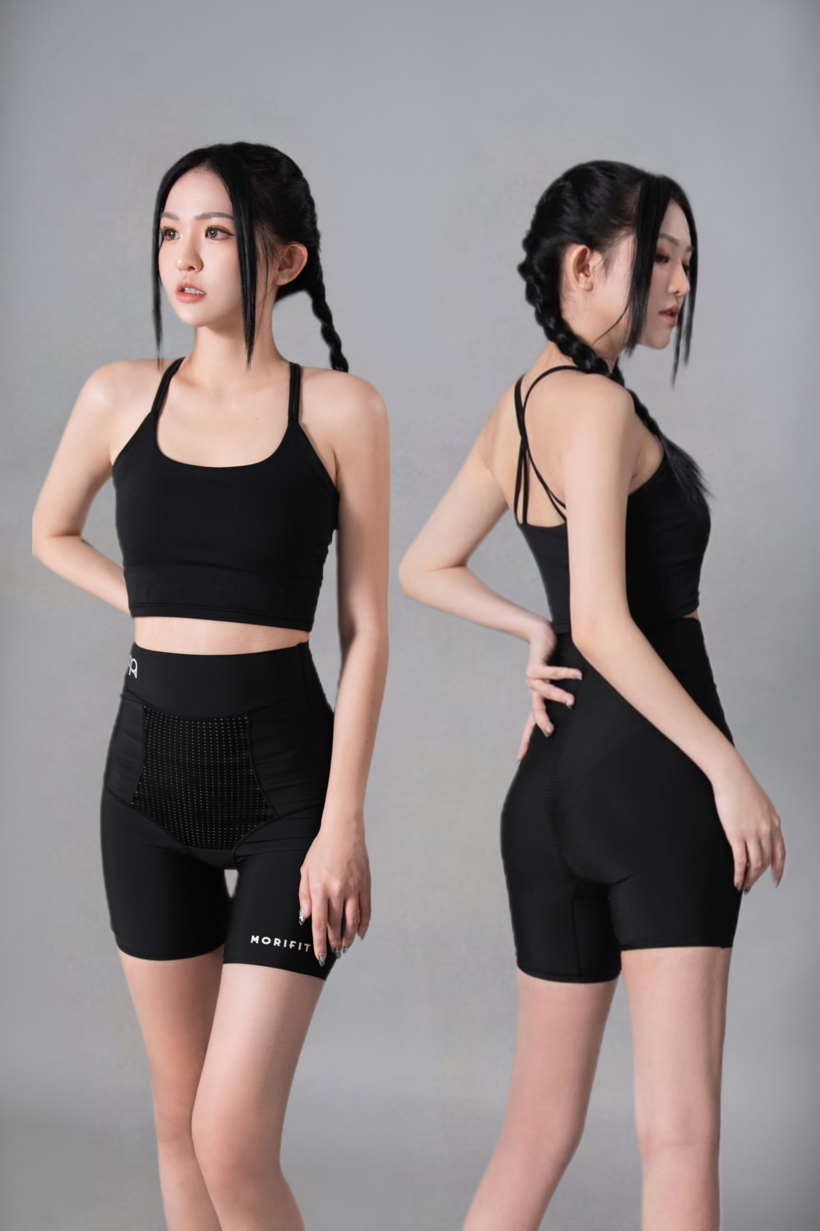 🇸🇬 MORIFIT Double Cross Black Bra Top
