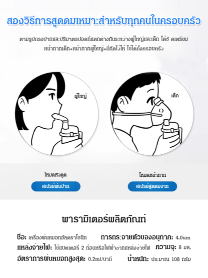 【เงียบประหยัดพลังงาน】เครื่องพ่นหมอกอัลตราโซนิกแบบมือถือสำหรับใช้ในบ้าน