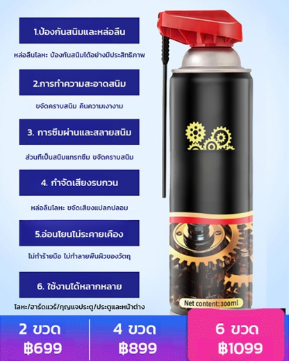 【หล่อลื่นได้ดี】สเปรย์หล่อลื่นป้องกันสนิม