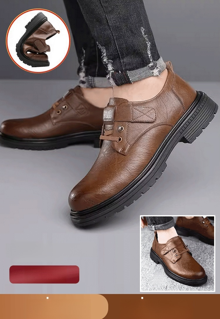 【หนังวัว 100】รองเท้าบูทสั้นลำลองผู้ชายสไตล์วินเทจ