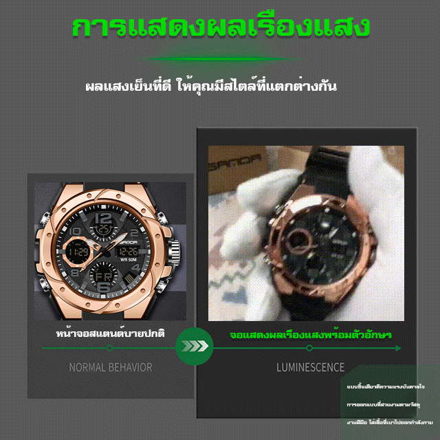 นาฬิกาข้อมือเรืองแสงมีไฟLEDมัลติฟังก์ชั่นSANDR
