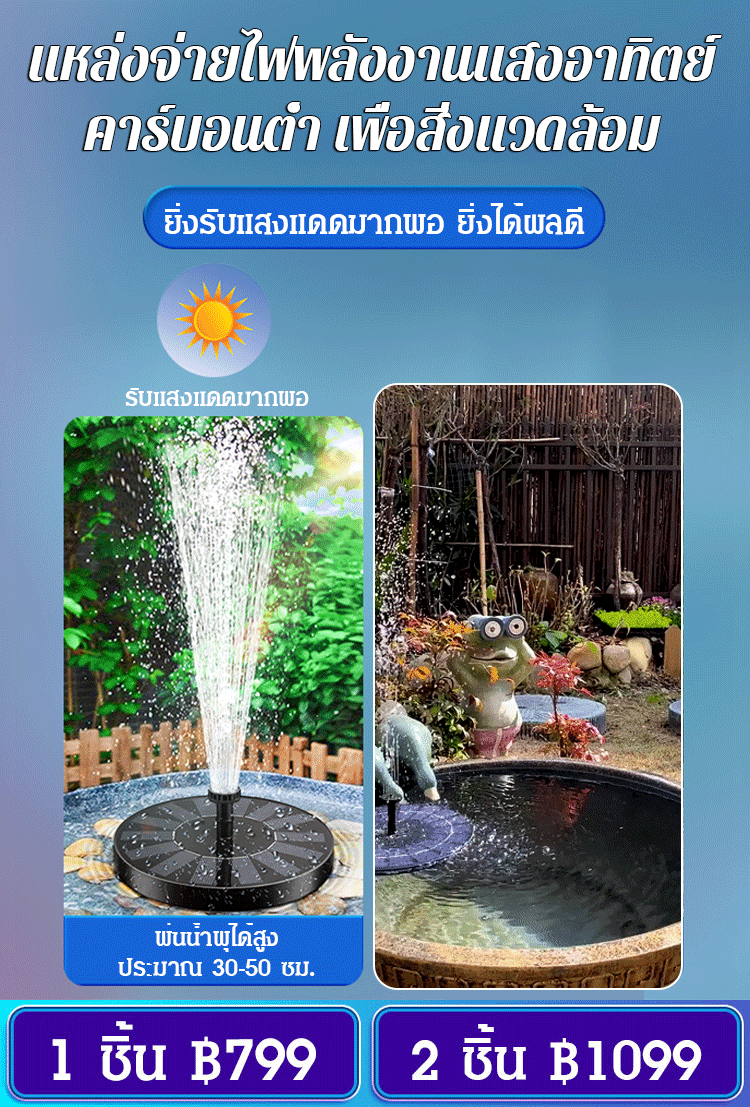 ปั๊มน้ำพุพลังงานแสงอาทิตย์ แบบมีทุ่นลอย