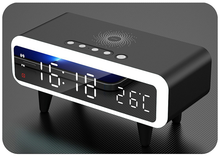 นาฬิกาปลุกดิจิตอลพร้อมไฟกลางคืนชาร์จแบบไร้สาย