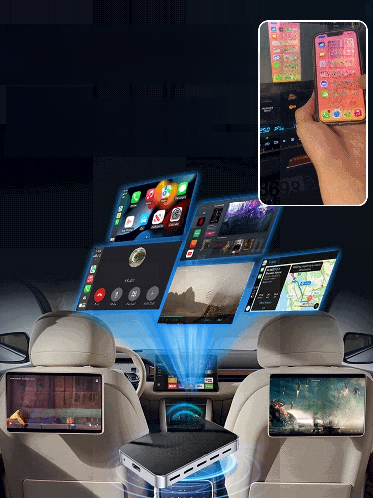 กล่อง CarPlay Ai Box 4K HD สำหรับติดตั้งในรถยนต์