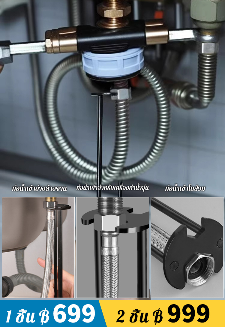 ประแจอเนกประสงค์สำหรับห้องครัวและห้องน้ำ ก๊อกน้ำ อ่างล้างหน้า