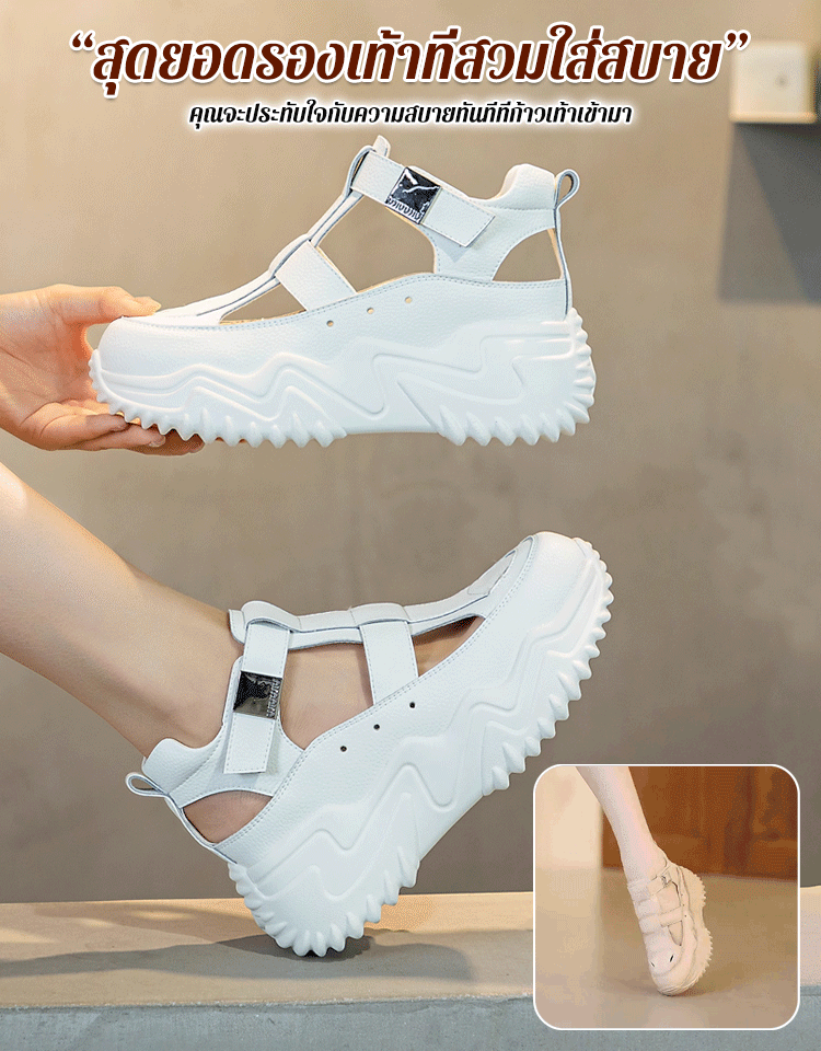 รองเท้าส้นตึกผู้หญิงแบบโปร่งและระบายอากาศ