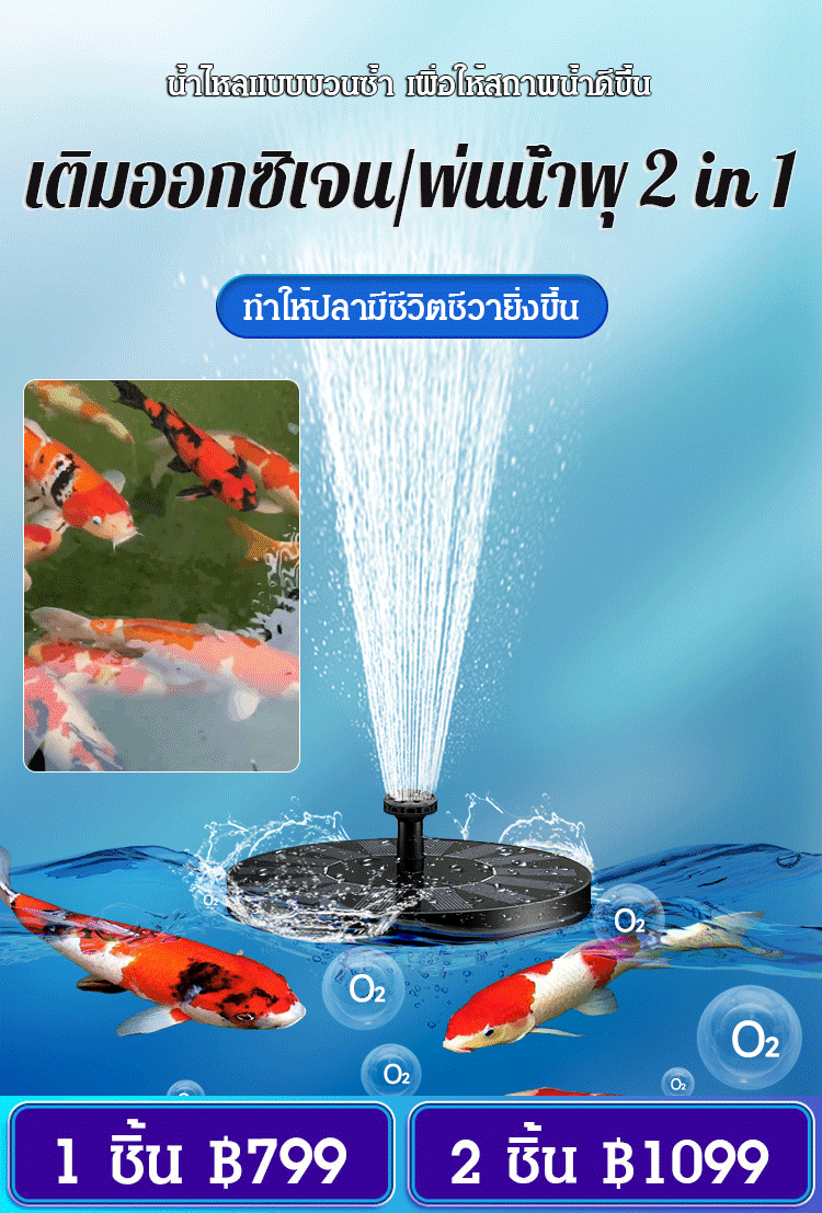 ปั๊มน้ำพุพลังงานแสงอาทิตย์ แบบมีทุ่นลอย