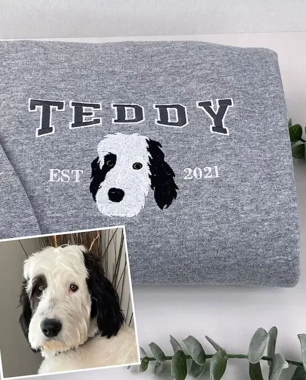 🔥Hot Sale🔥漫画風ペットの肖像画が入ったカスタム刺繍スウェットシャツ