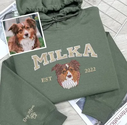 🔥Hot Sale🔥漫画風ペットの肖像画が入ったカスタム刺繍スウェットシャツ