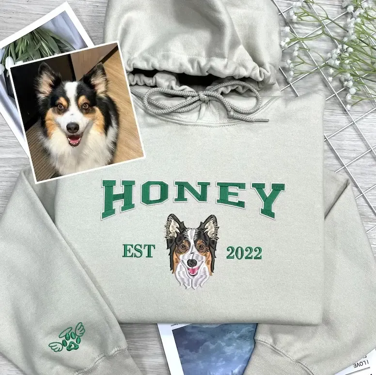 🔥Hot Sale🔥漫画風ペットの肖像画が入ったカスタム刺繍スウェットシャツ