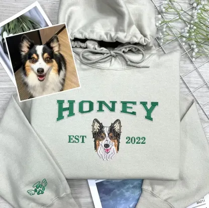 🔥Hot Sale🔥漫画風ペットの肖像画が入ったカスタム刺繍スウェットシャツ