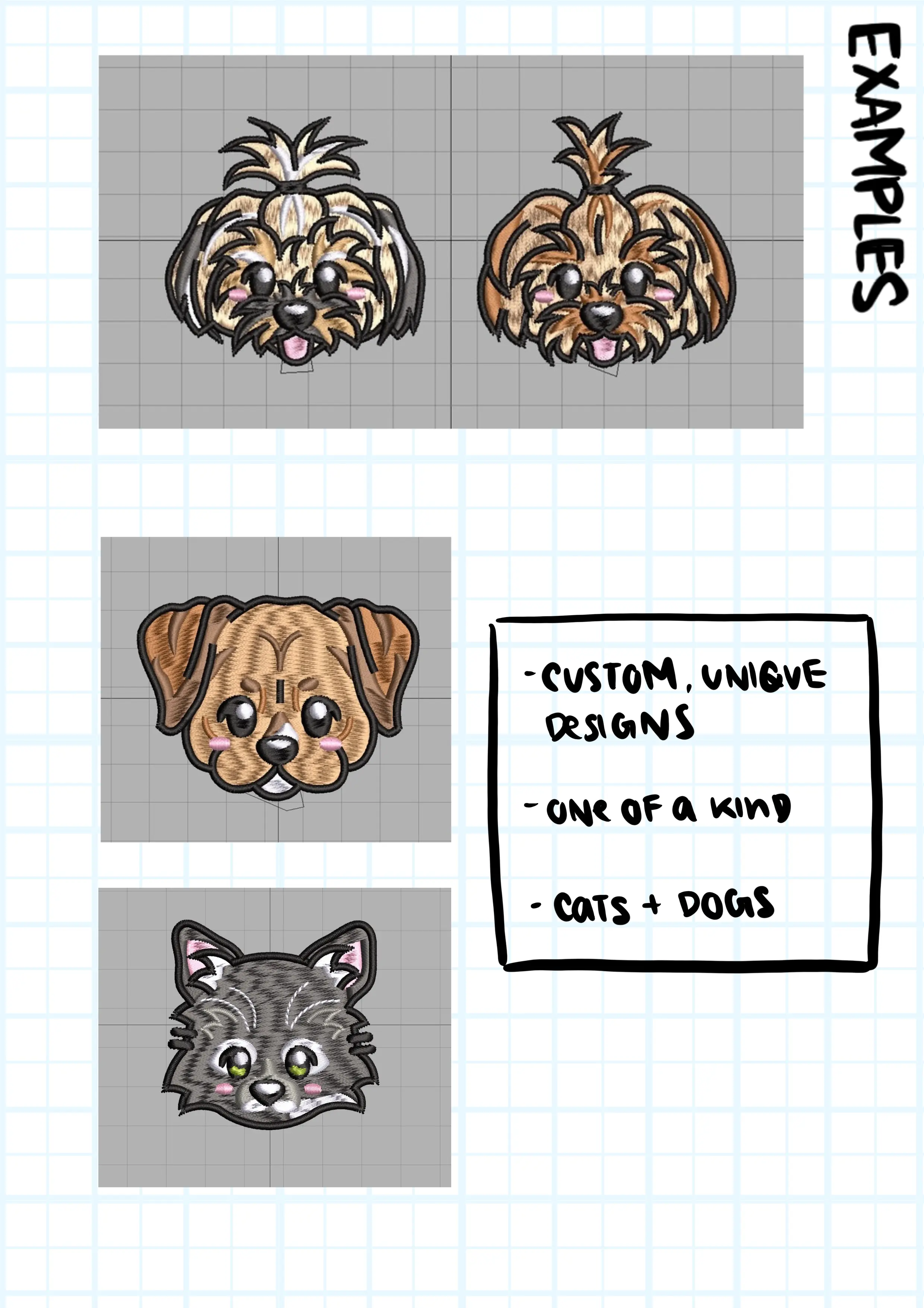 完全にカスタマイズされた刺繍の漫画ペットの肖像画クロスボディバッグ