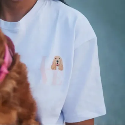 カスタムLOVEペットポートレートプリントフロント＆バックスウェットシャツパーカーTシャツ