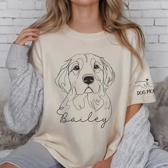 カスタムペット写真のシンプルな抽象ラインスタイルのTシャツスウェットシャツパーカー