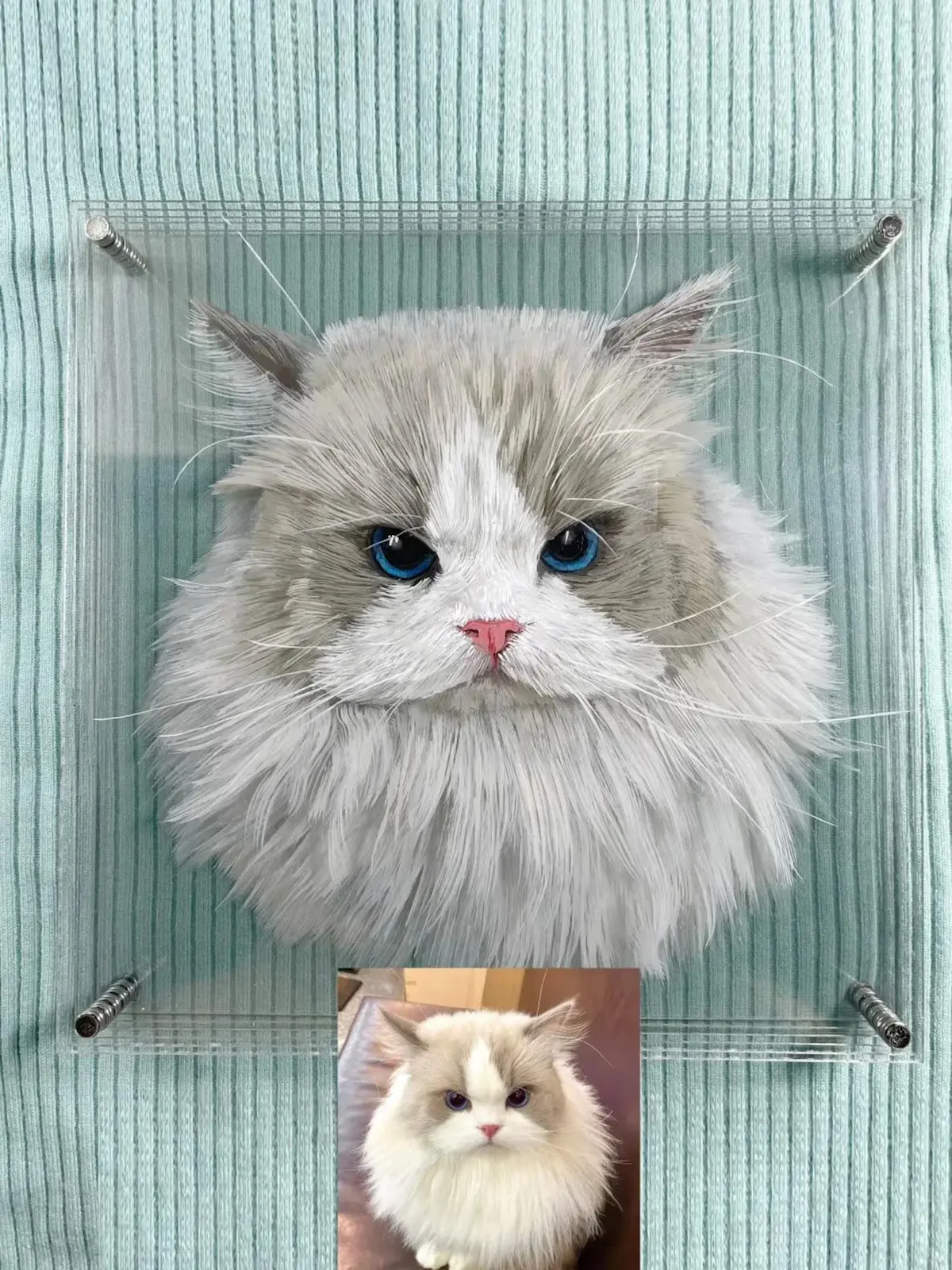 手書きペット肖像画3Dレイヤードアクリルオーナメント｜犬・猫のカスタム記念品