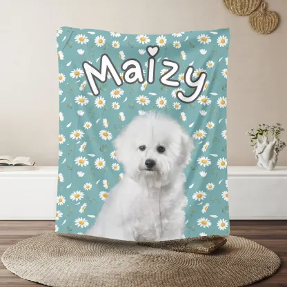 カスタマイズされたペットの写真の花柄ブランケット
