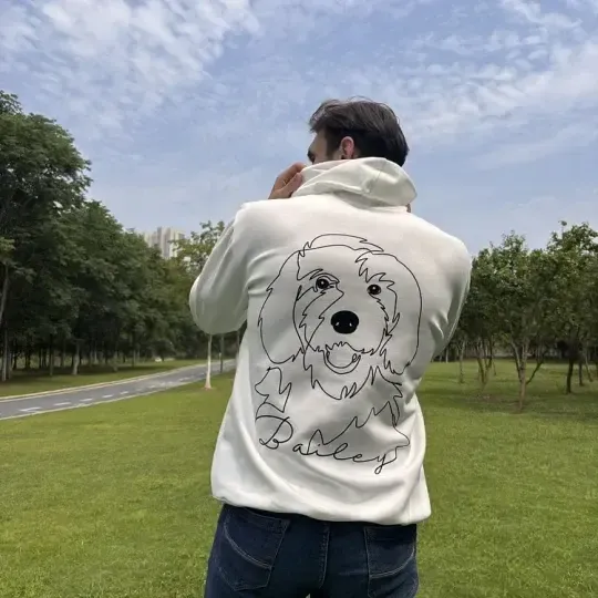 カスタムペット写真のシンプルな抽象ラインスタイルのTシャツスウェットシャツパーカー