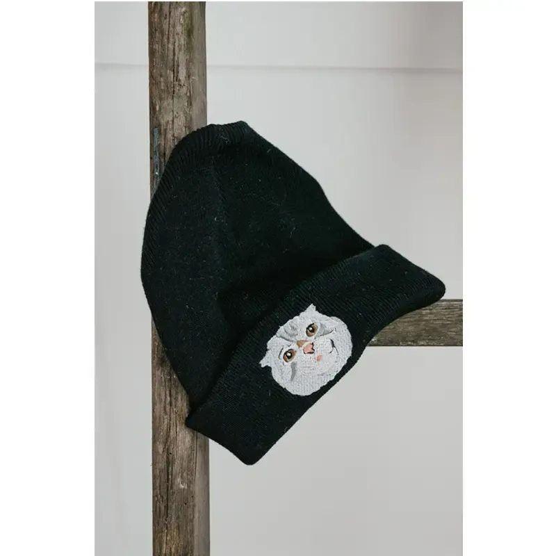 カスタム刺繍のペットの肖像画リサイクルオーガニックビーニーハット