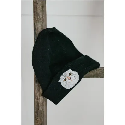 カスタム刺繍のペットの肖像画リサイクルオーガニックビーニーハット