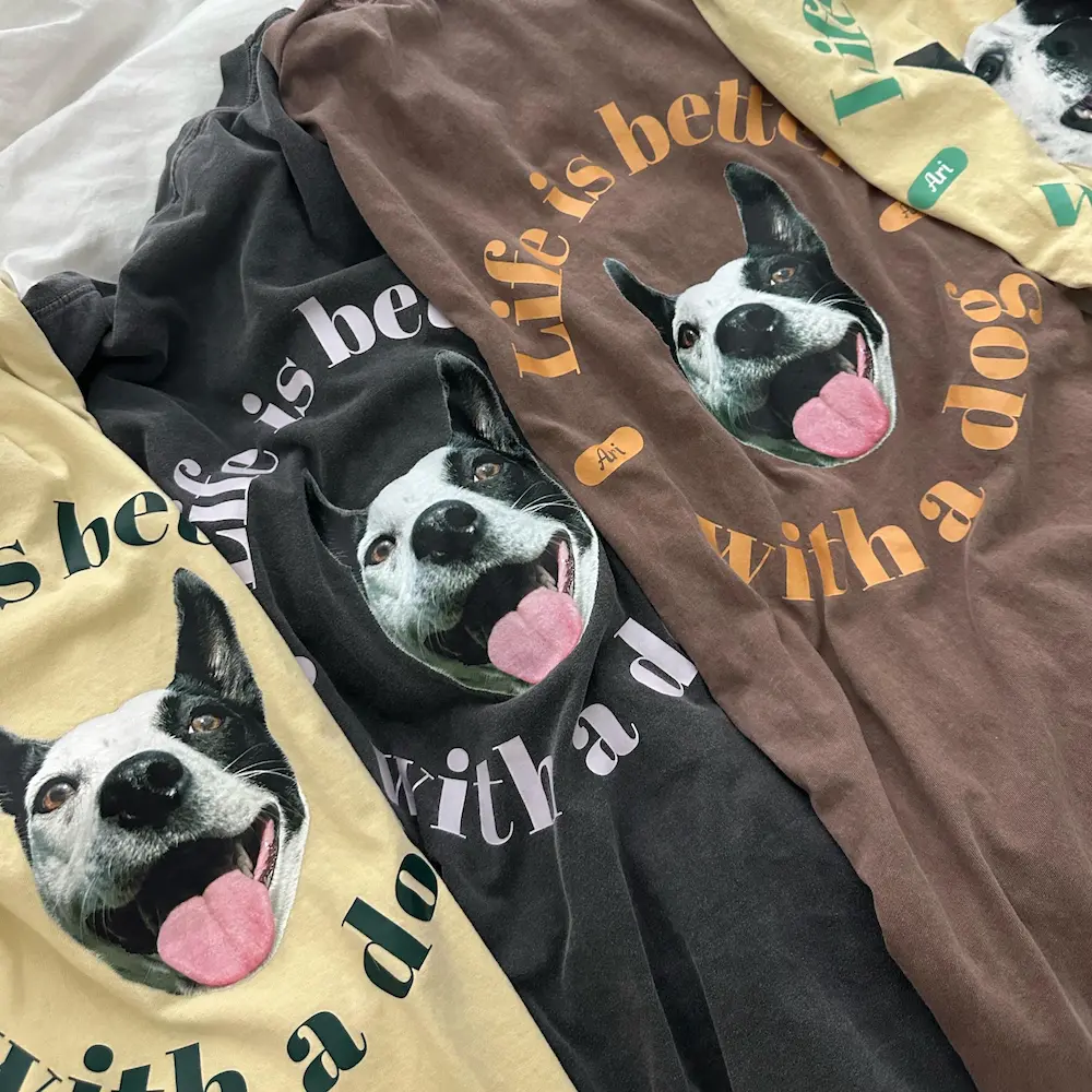 カスタムペット写真ヴィンテージロゴスタイルのTシャツ、スウェットシャツ、パーカー