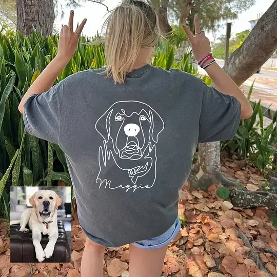 カスタムペット写真のシンプルな抽象ラインスタイルのTシャツスウェットシャツパーカー