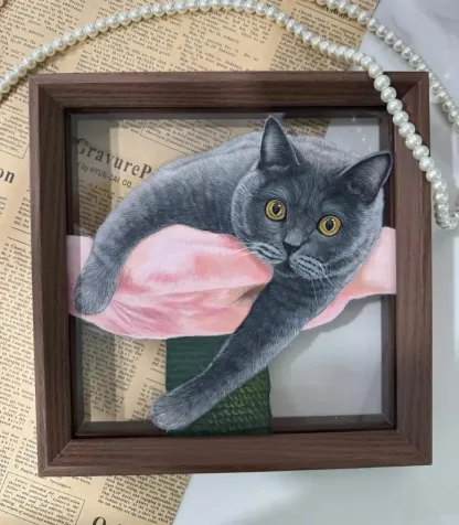 手書きペット肖像画3Dレイヤードアクリルオーナメント｜犬・猫のカスタム記念品