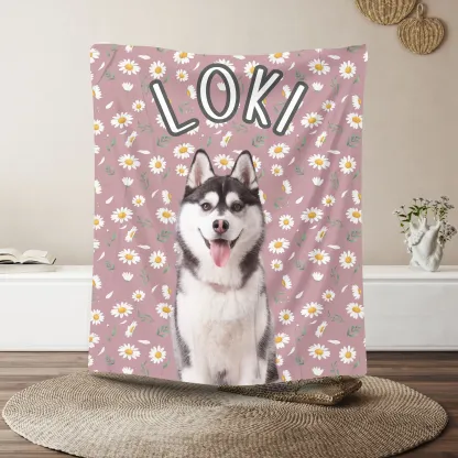 カスタマイズされたペットの写真の花柄ブランケット