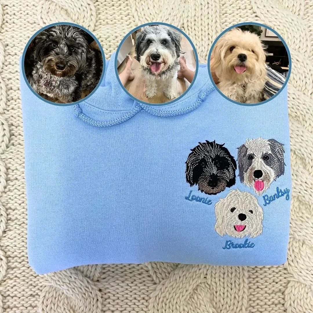 🐶🐱カスタム刺繍のペット T シャツ、パーカー、スウェットシャツの刺繍をカスタマイズ
