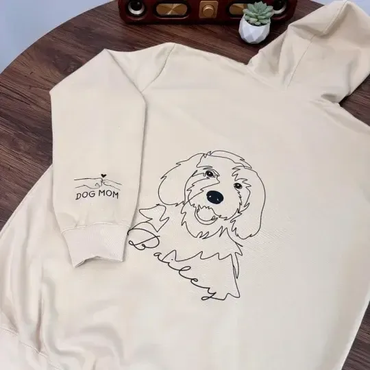 カスタムペット写真のシンプルな抽象ラインスタイルのTシャツスウェットシャツパーカー