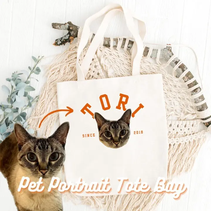 ペットの写真と名前を入れてペット トートバッグをカスタマイズ、パーソナライズされたペット トートバッグ