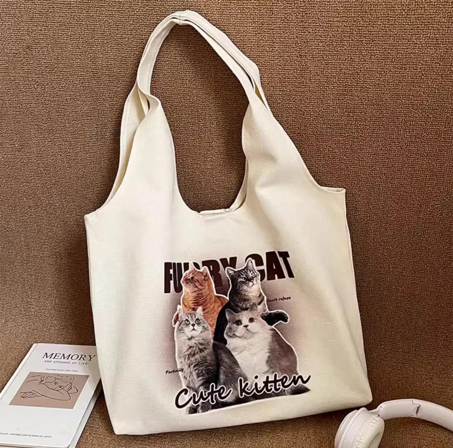 春のピクニック用 愛犬・愛猫写真カスタムトートバッグ