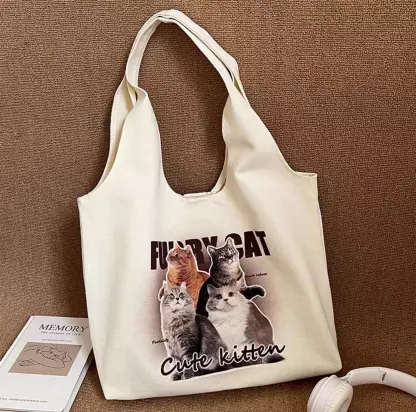 春のピクニック用 愛犬・愛猫写真カスタムトートバッグ