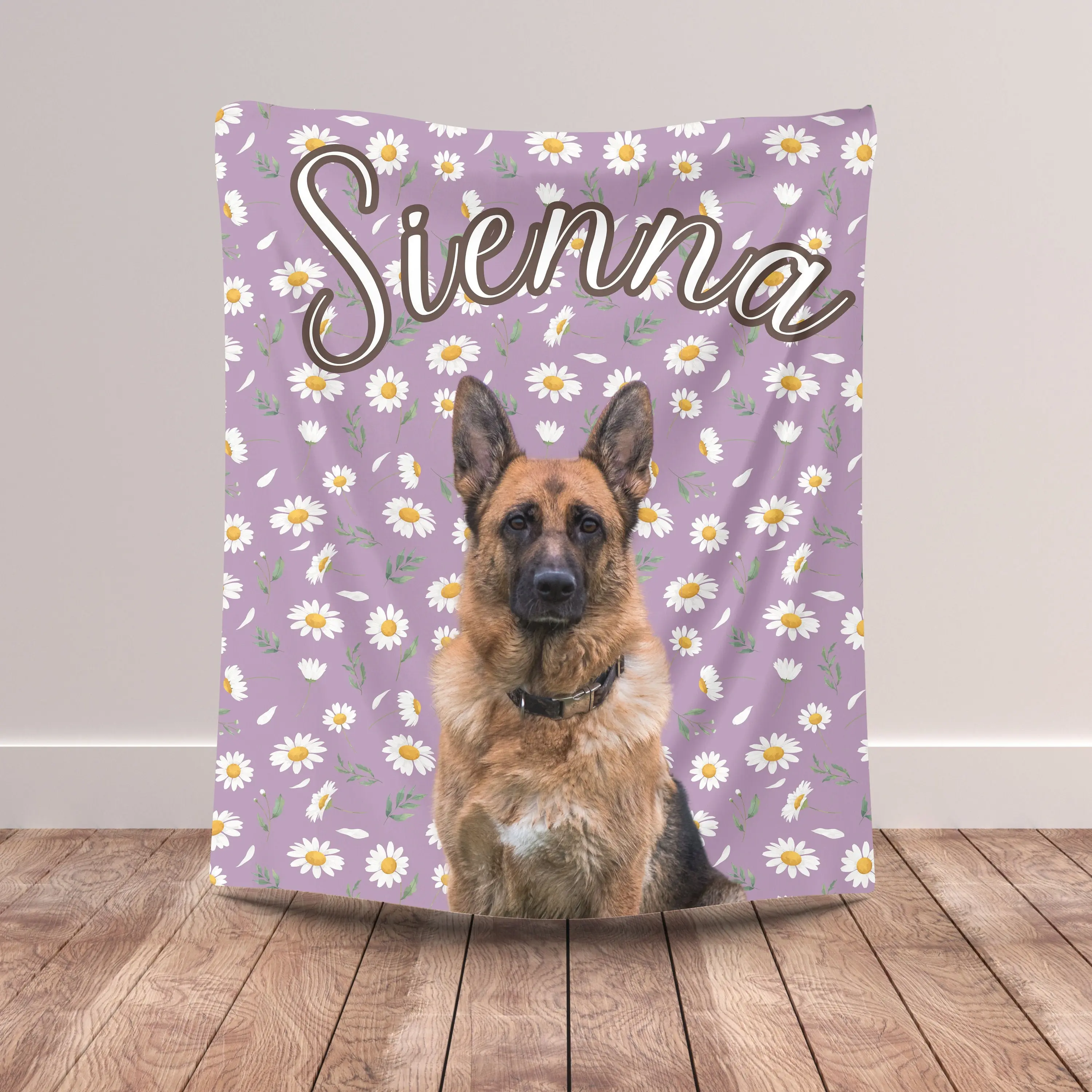 カスタマイズされたペットの写真の花柄ブランケット