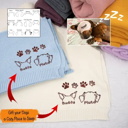 カスタムペットの耳パターンのニットブランケット