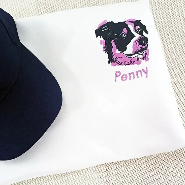カラフルな刺繍のペットポートレートクルーネック、あなたの写真からカスタムペットの刺繍パーカー