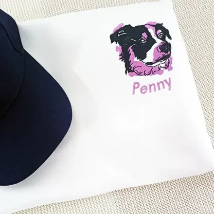 カラフルな刺繍のペットポートレートクルーネック、あなたの写真からカスタムペットの刺繍パーカー