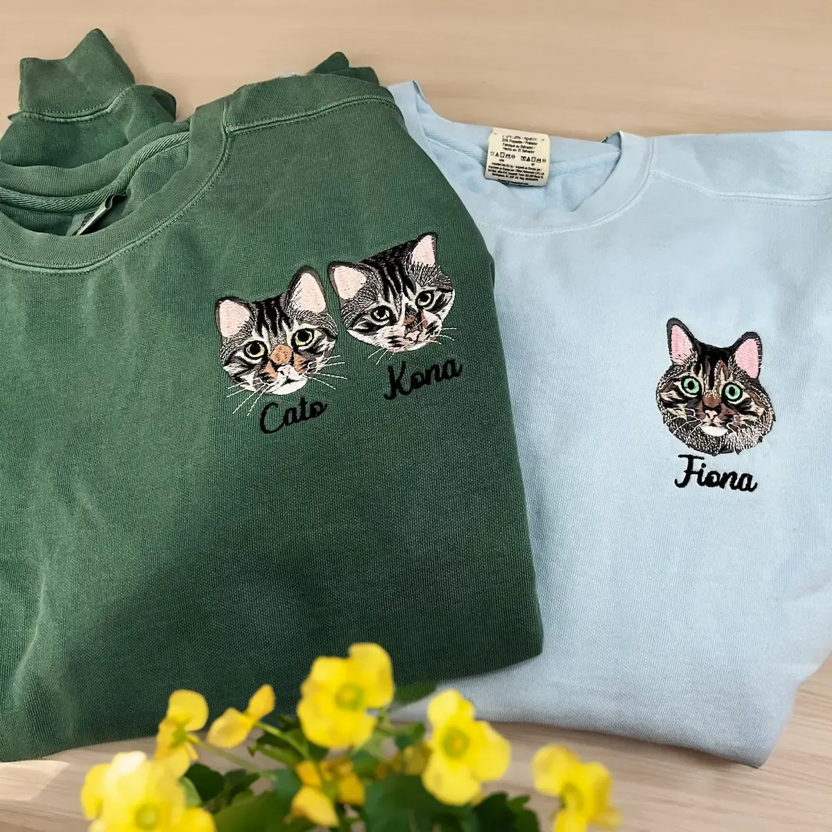 🐶🐱カスタム刺繍のペット T シャツ、パーカー、スウェットシャツの刺繍をカスタマイズ