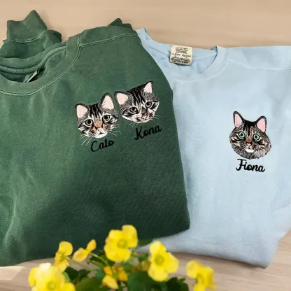 🐶🐱カスタム刺繍のペット T シャツ、パーカー、スウェットシャツの刺繍をカスタマイズ