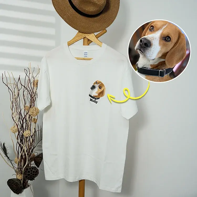 写実風ペットの肖像画が入ったカスタム刺繍スウェットシャツ