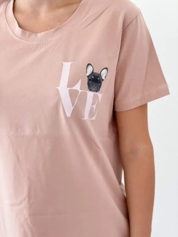 カスタムLOVEペットポートレートプリントフロント＆バックスウェットシャツパーカーTシャツ